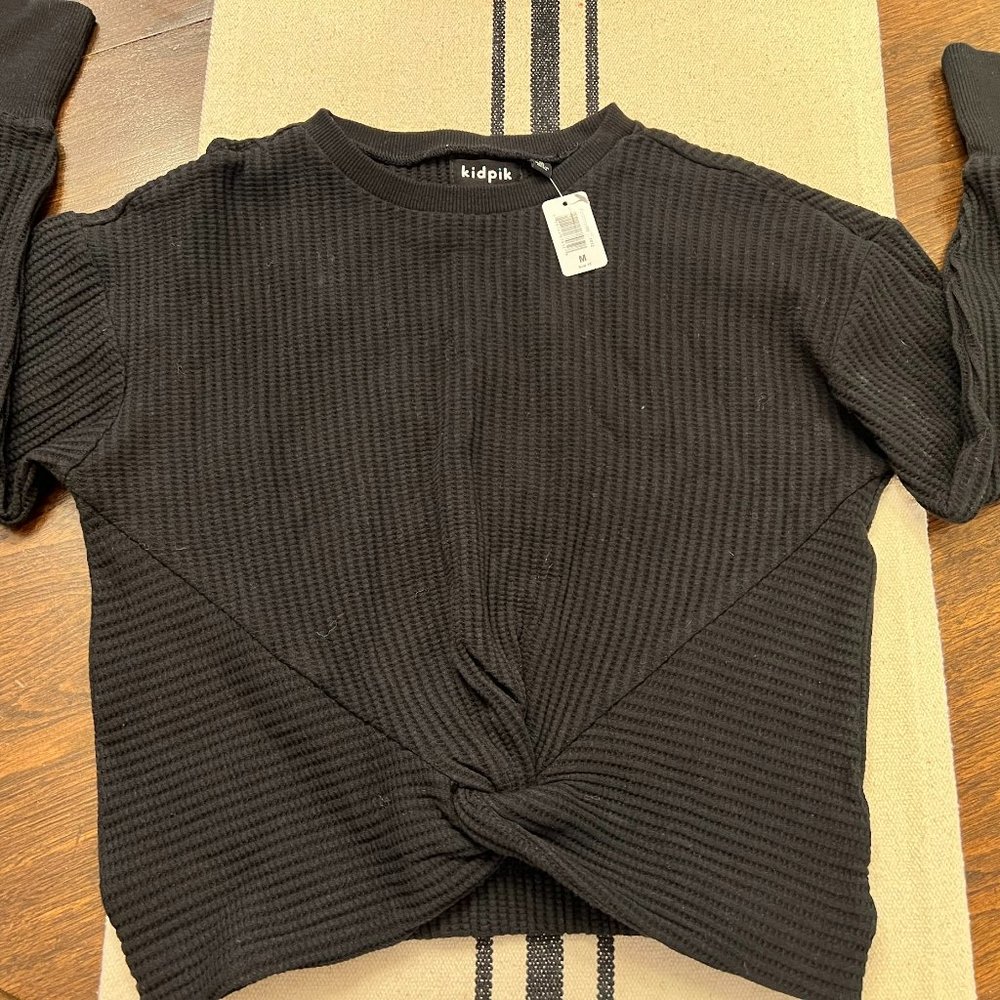 Kidpik Girls Size 10 Black Long Sleeve Knit Top Brand New